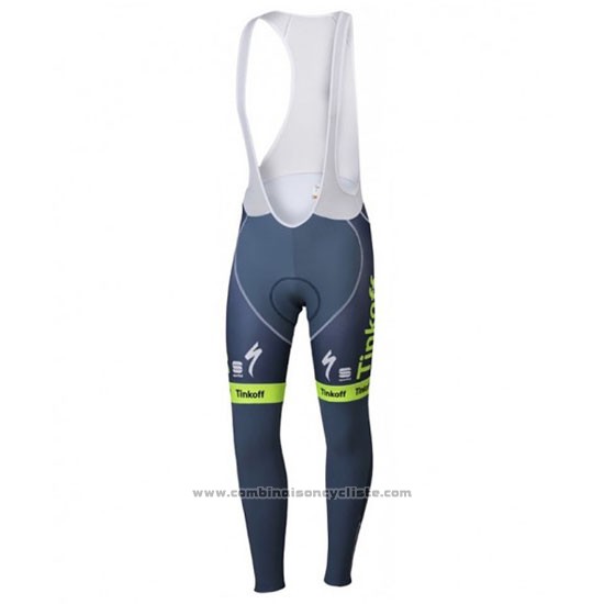 2016 Maillot Cyclisme Tinkoff Vert et Gris Manches Longues et Cuissard